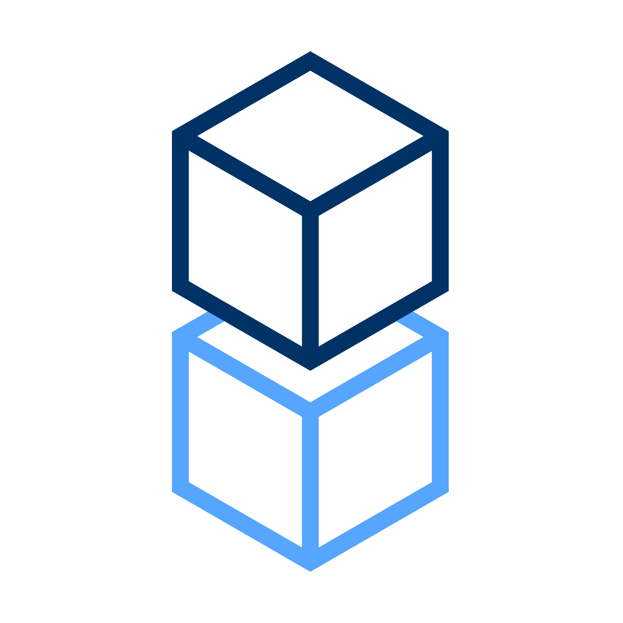 Blockchain icon with blue blocks