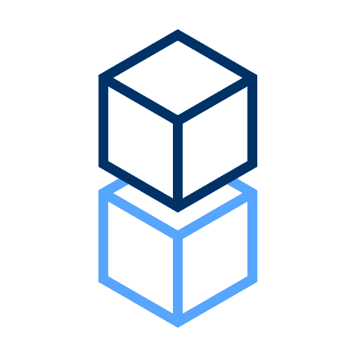 Blockchain icon with blue blocks